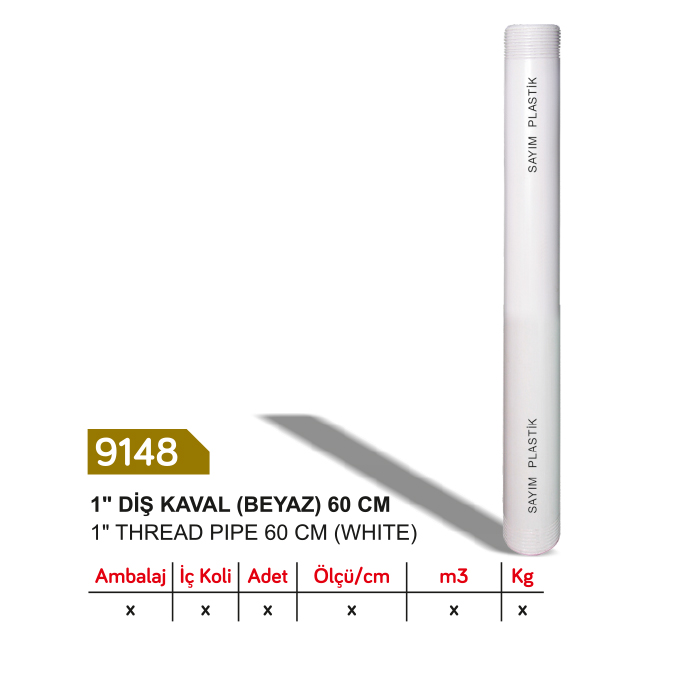 SAYIM 9148 1" DİŞ KAVAL (BEYAZ) 60 CM